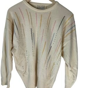 McGeorge Of Dumfries 80's VTG Hand Intarsia 100% Cashmere‎ Sweater Sz 42"/107 CM